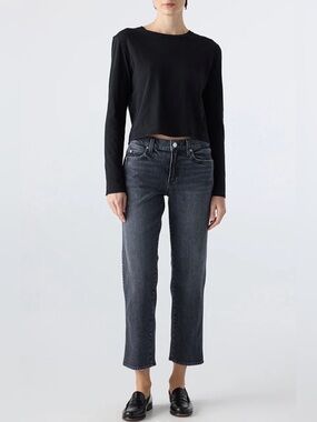 AMO Libby Straight Leg Jeans in Washed Black Denim
